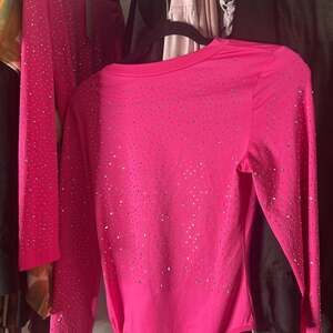 Pink Rhinestone Long Sleeve Bodysuit